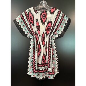 Yo Baby Geometric Tribal Print Cotton Tunic Dress Pink Black Size 2 YBFW625
